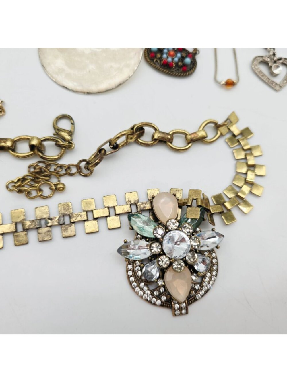 Mixed Lot Fashion Necklaces & Chains Beaded Rhinestone Pendant Craft Lot AS IS - Picture 10 of 11